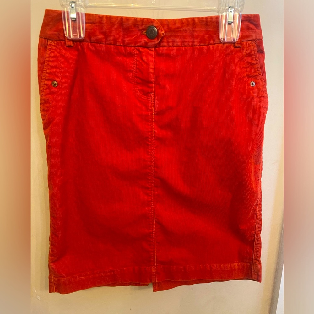 J. Crew rust orange fine wale corduroy skirt size 2